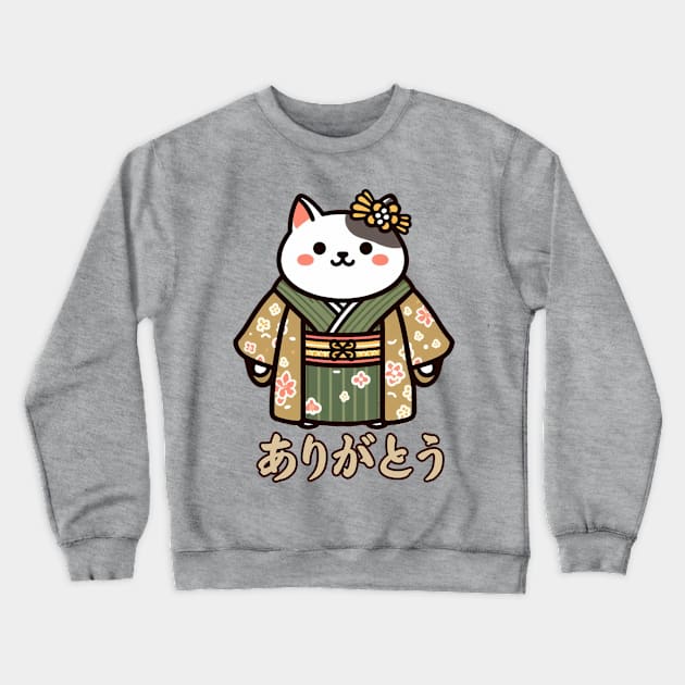 Arigato kimono neko Crewneck Sweatshirt by Japanese Fever